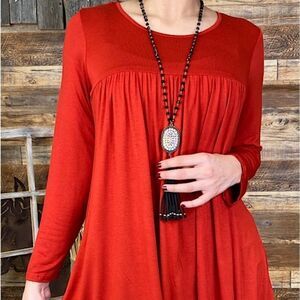Solid Rust Flowy long sleeve Top